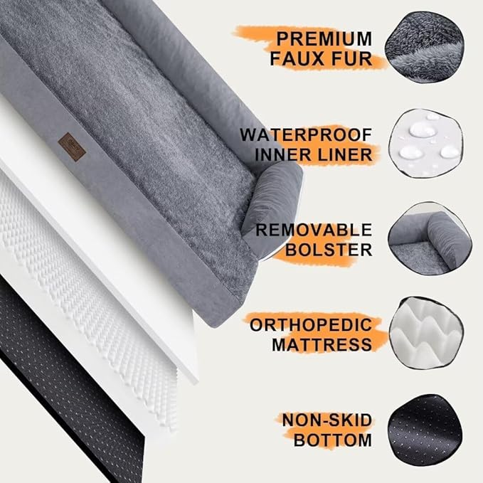 Small Dog Bed Waterproof Orthopedic Dog Beds for Small Dogs Cats Comfy Cat Bed with Washable Removable Cover