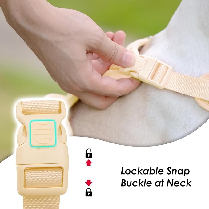 No Pull Dog Harness, Puppy Vest with Front Clip for Small Medium Large Sized Dog(Light Yellow,L)