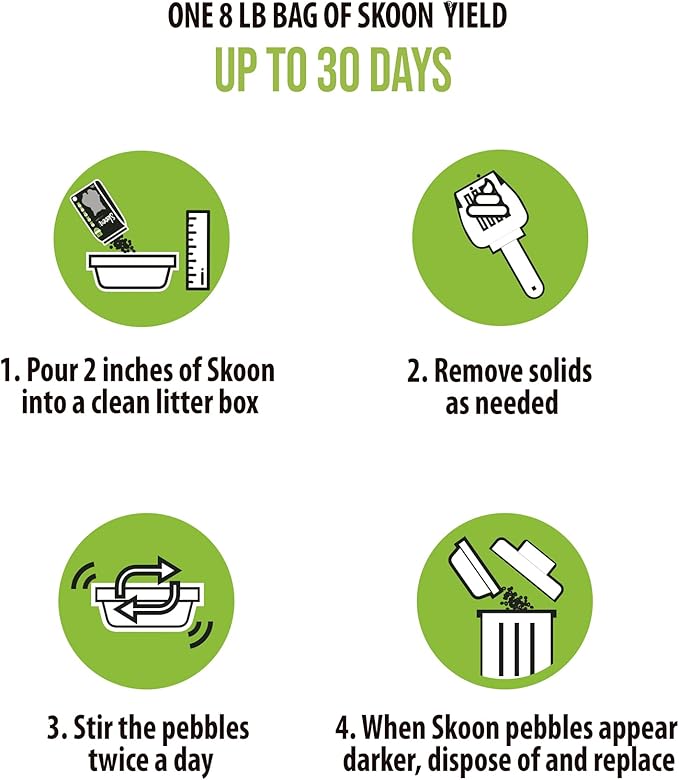 Skoon All Natural Cat Litter (1 Bag) - Original - Lightweight, Low Tracking, Non-Clumping Diatom Pebbles Absorb, Lock, and Seal Waste for Best Odor Control