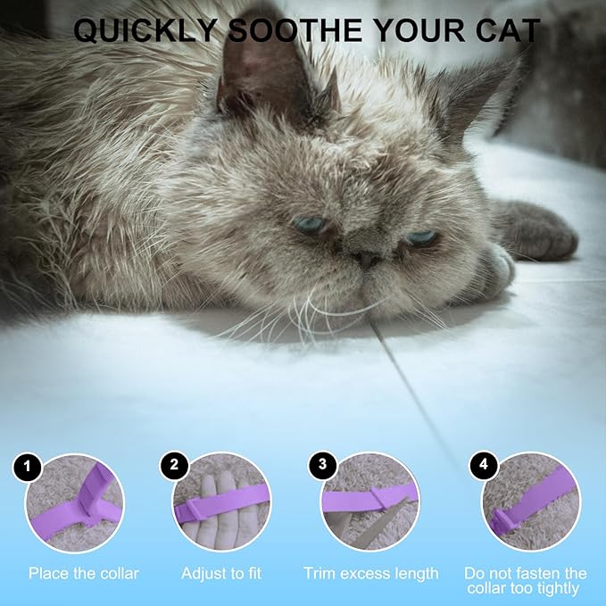 Calming Collar for Cats 4 Pack - Pheromone Collar for Stress and Anxiety Relief, Lasts 60 Days, Adjustable, Water-Resistant & Breakaway Design to Make Cats Relaxed