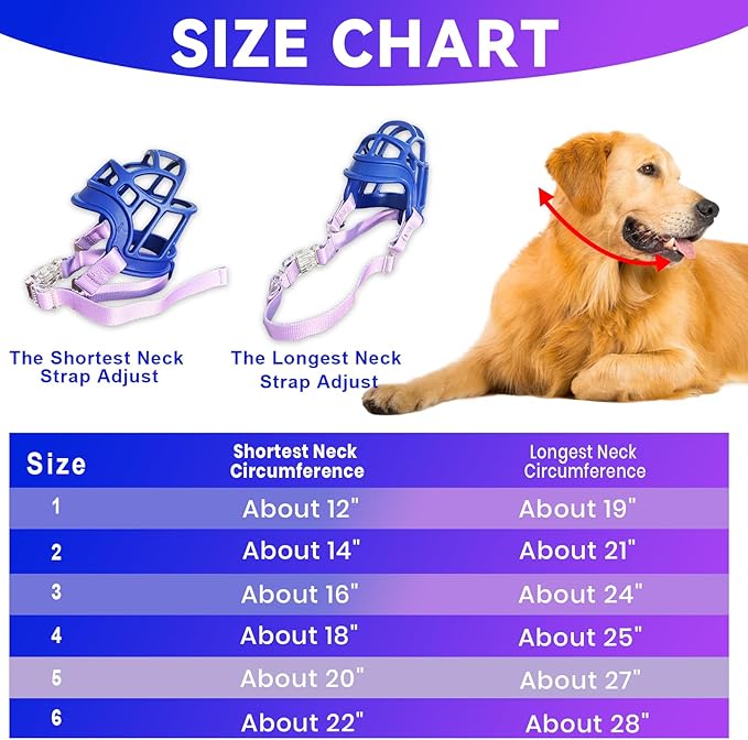 Basket Muzzle Allows Panting Drinking, Anti Biting Chewing, Suitable for Grooming Trimming Training, for Small Medium Large Dogs (Blue, Size 4)
