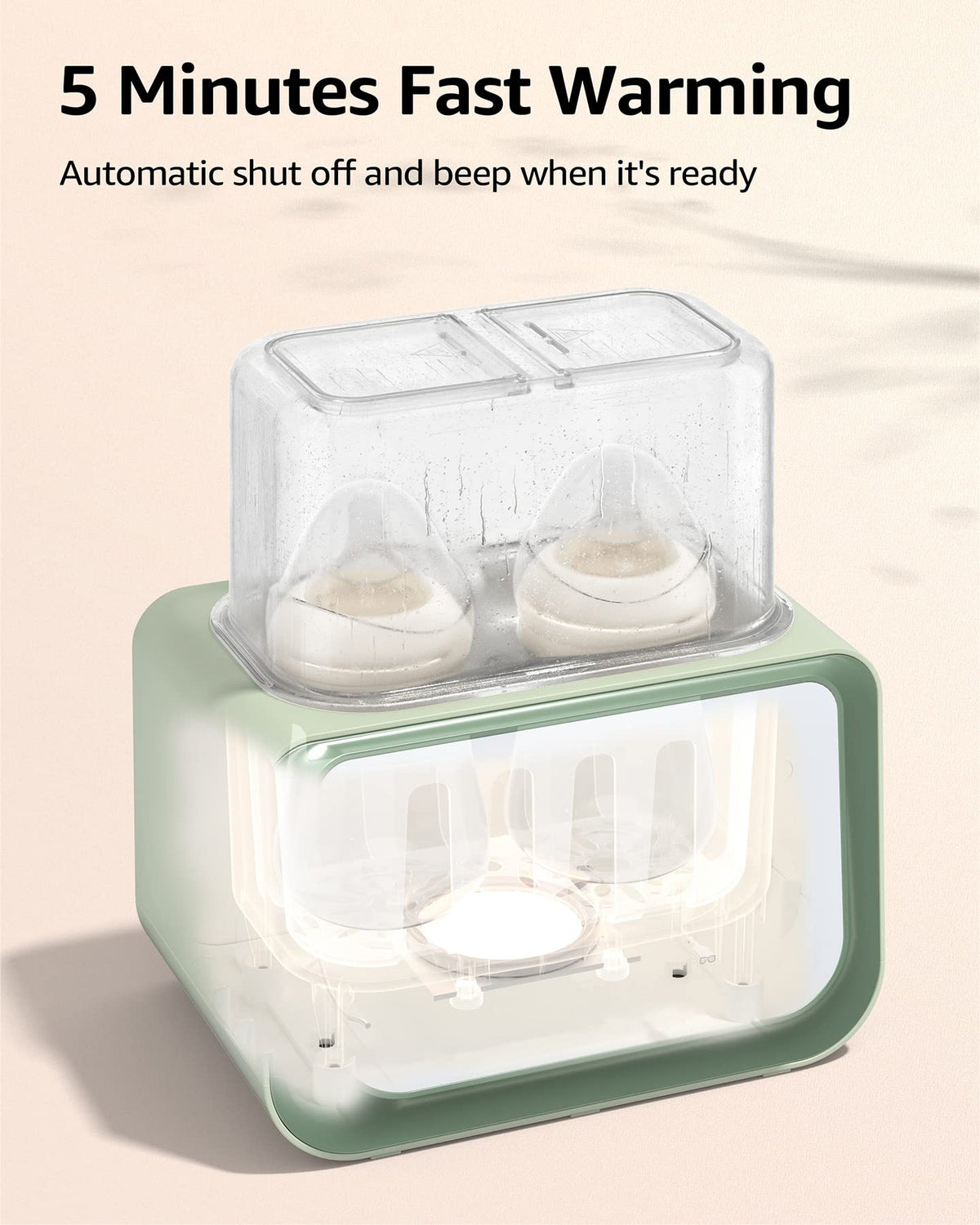 Baby Bottle Warmer, Grownsy 8-in-1 Fast Milk Warmer with Timer Breastmilk or Formula, Fits 2 Bottles, Accurate Temperature Control, with Defrost, Sterili-zing, Keep, Heat Baby Food Jars Function