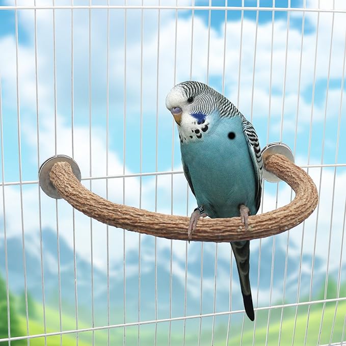 2 Pack Bird Perch Stand, Natural Wood U Shape Parrot Stand Pole, Bird Cage Accessories, Suitable for Small to Medium Birds Parakeets Cockatiels Budgie Lovebirds