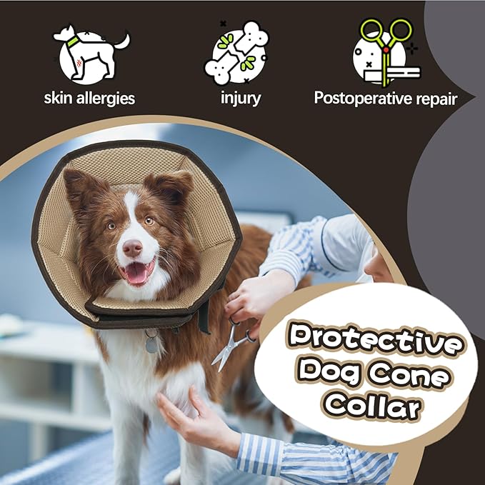 Dog Cone for Large Dogs After Surgery, Soft Dog Cone Collar for Dogs to Stop Licking, Adjustable Comfy E-Collar Alternative Lightweight Post-Surgery Recovery Elizabethan Collar for Pet