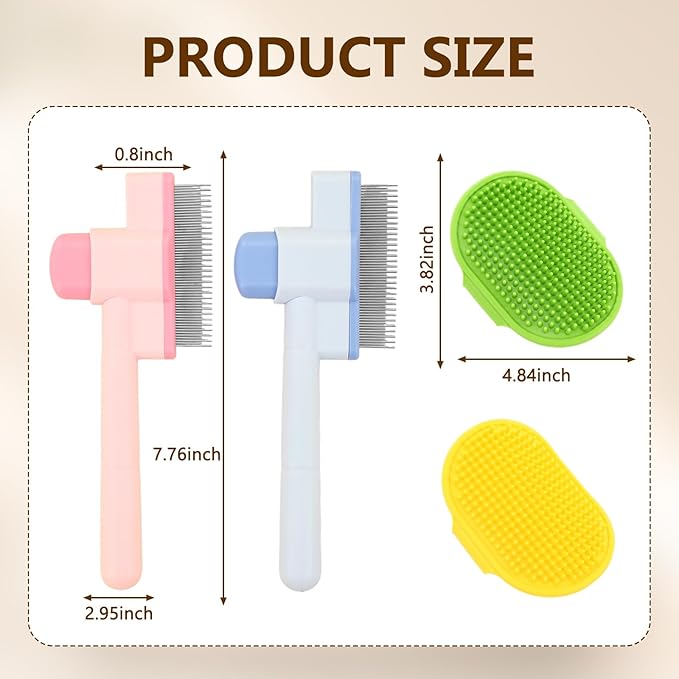 Cat Comb, Cat Grooming Brush, Self-Cleaning Flea Comb, Multi-Functional Pet Comb,Suitable for Pet Massage, Cleaning And Hair Removal
