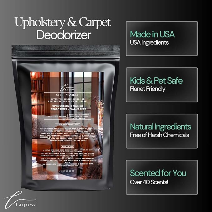 Suede Vanilla Carpet Freshener Powder Refill 36 oz | Powerful Odor Eliminator for Home | Upholstery Deodorizer | Carpet Deodorizer | Pet Urine | Cat Litter Box