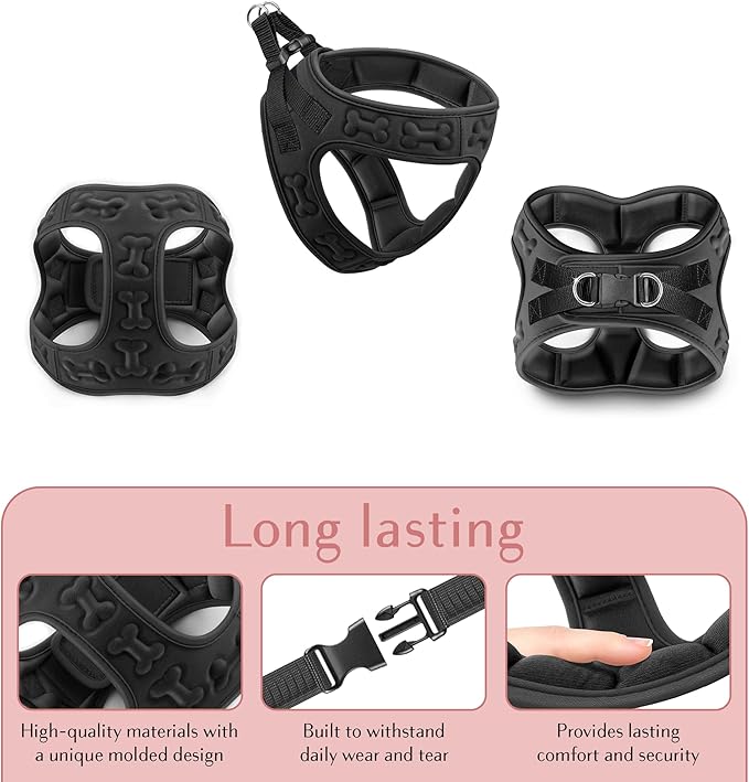Comfort fit Step-in Dog & Puppy Harness - Comfortable All Weather Dog Vest Harness: Adjustable, Soft Padded, Easy to Put-on for Small, Medium-Sized Dogs.