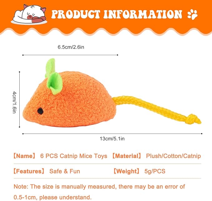 Catnip Toy - 6Pcs Cats Mouse Plush Cat Toys Realistic Cute Kitten Mice Filled Catnip for Cat Chew Toy1