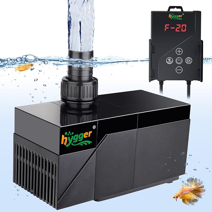 hygger 1450GPH Aquarium Water Pump with Intelligent Controller，DC 24V Ultra Quiet Powerhead, Powerful Return Pump for Fish Tanks, Aquariums, Ponds, Fountains, Sump, Hydroponics(45W, 13.8ft)
