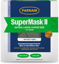 Farnam SuperMask II Fly Mask Without Ears for Larger Horses, Full Face Coverage and Eye Protection from Insect Pests, Structured Classic Styling Mesh with Plush Trim, XL Size