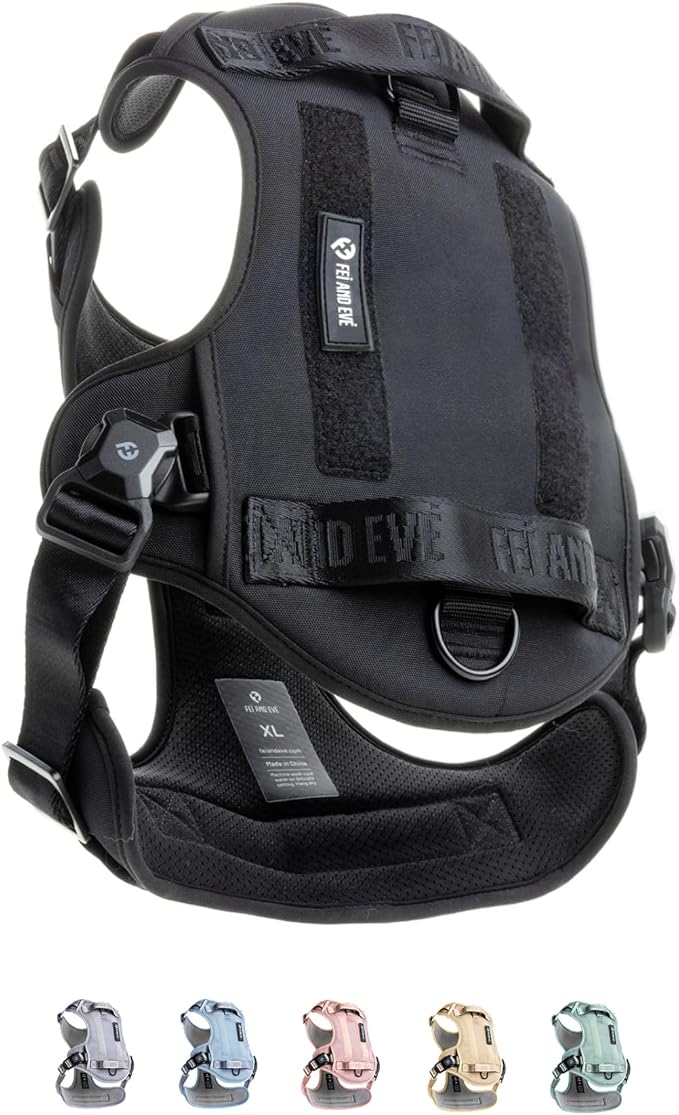 2025 New Edition, Fei & Eve MagEase Dog Harness - 3-Second Magnetic Buckles | 3-Point No-Pull Control | Heavy-Duty 900D Nylon | Dual Safety Handles | Breathable Mesh | Adjustable Fit | Small, Black