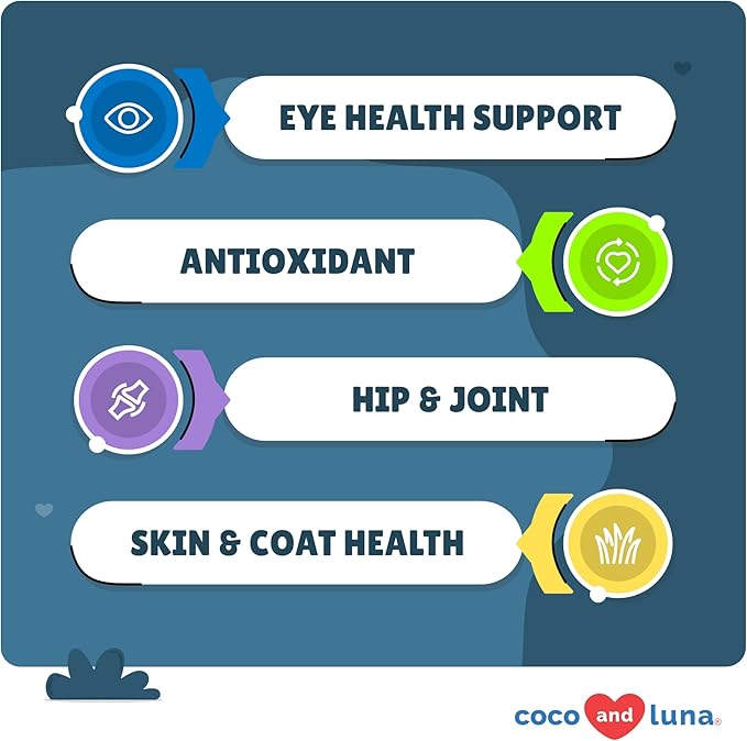 Eye Support for Dogs - 120 Chewable Tablets - Supplements for Vision, Eye Vitamins for Dogs, with Cod Liver Oil Antioxidant, Omega 3 EPA and DHA Fatty Acids.