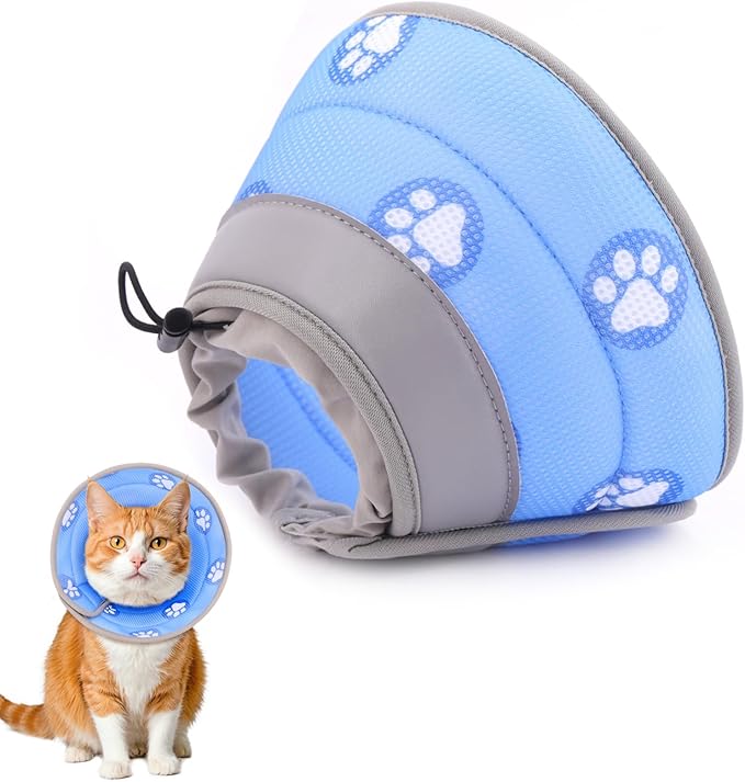 Cat Cone Collar Soft to Stop Licking After Surgery Cat Recovery Collar for Small Large Cats Adjustable Elizabethan Collar
