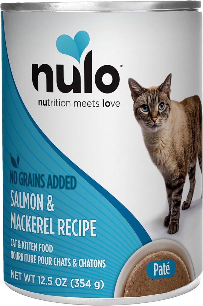 Nulo Salmon & Mackerel Recipe Pate Wet Canned Cat Food, 12.5 Ounce (Pack of 12)
