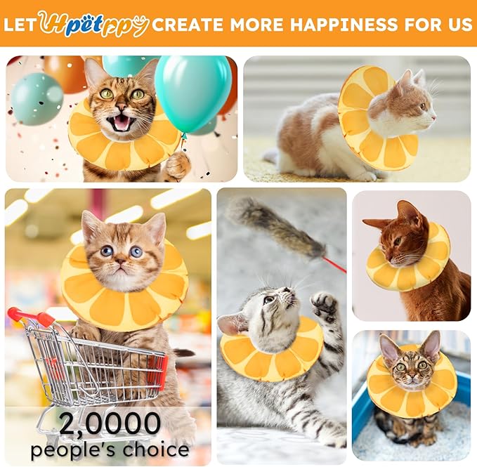 Cat Cone Collar Soft, Waterproof Cat Recovery Collar for Wound Healing Cute Donut Adjustable Kitten Cones to Stop Licking Comfortable NEC Elizabethan Collars for Cats Kittens After Surgery