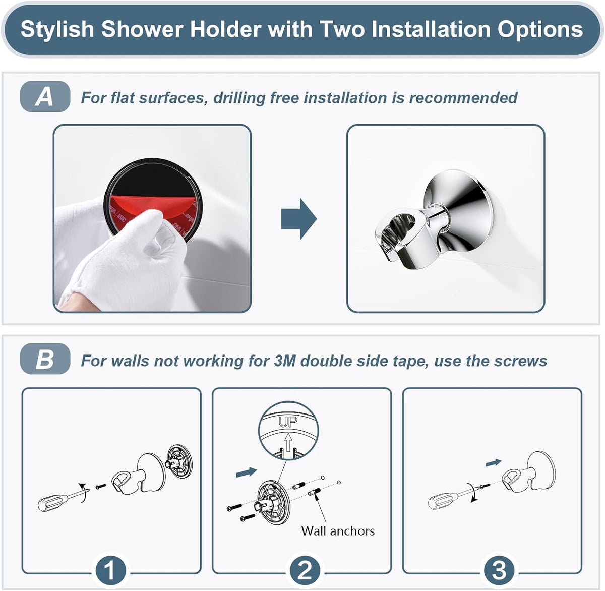 Dual Shower Head Combo with Extension Arm, 8 Inch Rainfall Shower Head with Handheld Shower head