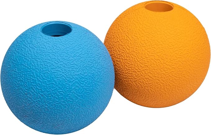 Amazon Basics Dog Toys, Interactive Fetch Rubber Balls, (Pack of 2), 3 inch, Blue, Orange