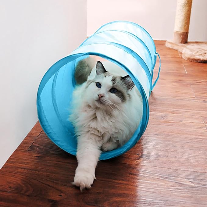 iCAGY Foldable Spiral Cat Tunnel - Indoor Toy for Small Cats, Kittens, and Rabbits - Tube for Interactive Play and Outdoor Fun - Pet Activity Toy Red 20" 3 Pcs