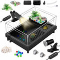 GOZILLA Small Turtle Tank with Adjustable Lamp, Acrylic Turtle Tank Starter Kit, Reptile Habitat and Terrarium with Multi-Functional Areas for Tortoise, Crab, Crayfish, Small Reptile.(Tank+Lamp)