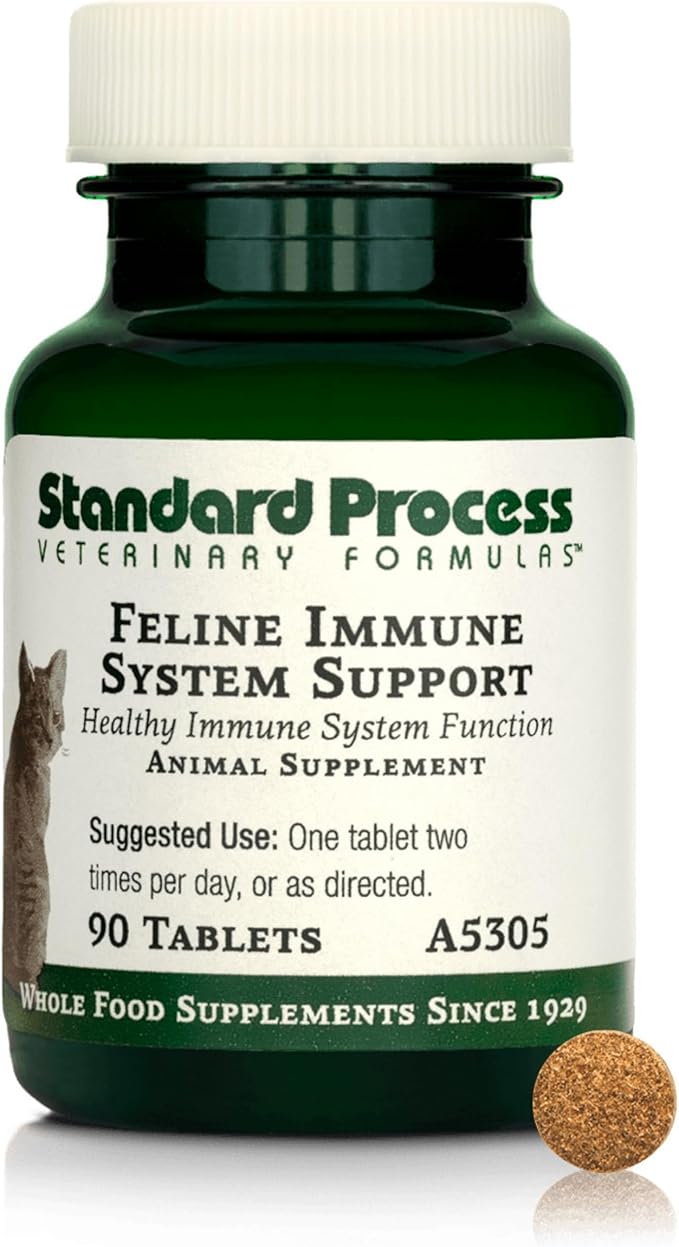 Standard Process Inc. Feline Immune System Support - Nutritional Supplement for Feline Immune Health Support - Cat Supplement Tablets to Aid Healthy Immune Cells & Tissue - 90 Tablets