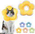 Cat Cone Collar Soft, Waterproof Cats Cones to Stop Licking After Surgery, Adjustable Soft Elizabeth Cats Collars for Wound Healing, Flower Shape Cat Recovery Collar (Yellow, Large)
