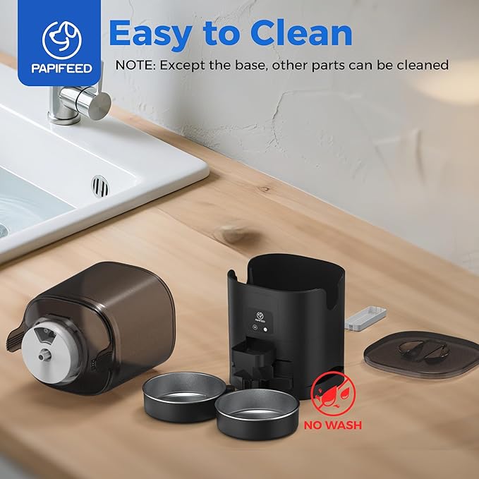 PAPIFEED 7L Automatic Cat Feeder for 2 Cats - 2.4G WiFi Timed Auto Feeder with APP Control, Cat Food Dispenser with Alexa for Multiple Cats, Detachable for Easy Clean, 1-10 Meals Per Day - Black