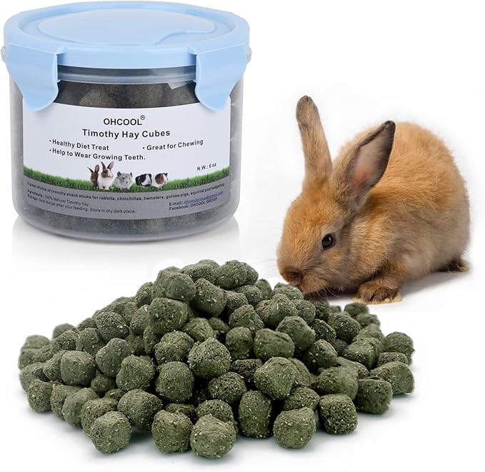 Timothy Hay Cubes 10 oz with Small Size - Timothy Grass Pellets for Tortoises Rabbits Guinea Pig Chinchilla