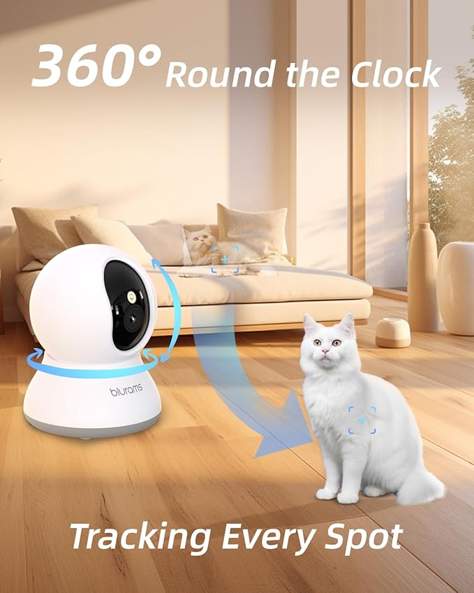 blurams Pet Camera 2K, Dog Camera with Phone App, 360° PTZ Indoor Cameras for Home Security Indoor, Color Night Vision, 2-Way Talk, Motion Detection&Tracking, Cloud&SD(2.4GHz Only)