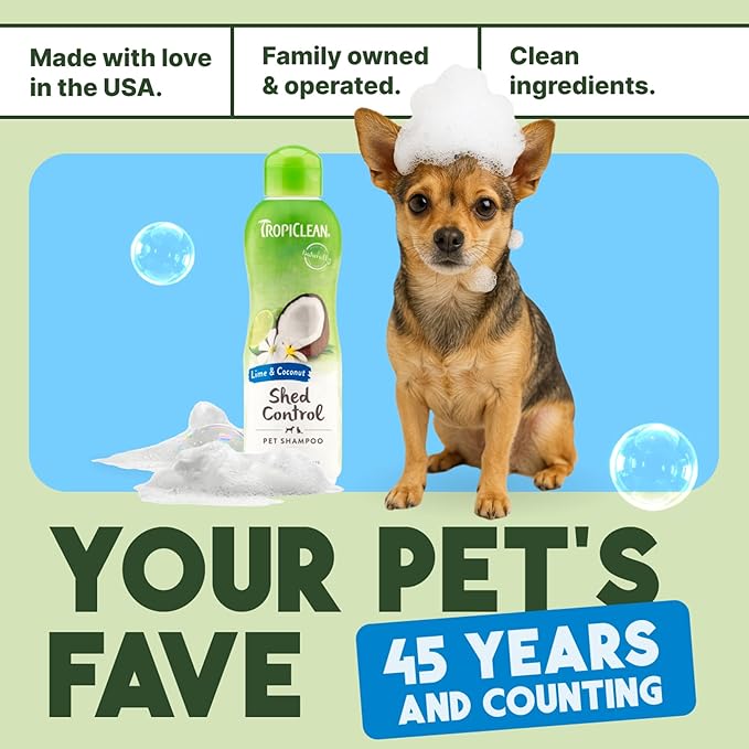 TropiClean Deshedding Dog Conditioner, Professional Conditioner, Reduces Shedding & Softens Coat, Puppy Safe, Lime & Cocoa Butter Scent, 1 Gallon