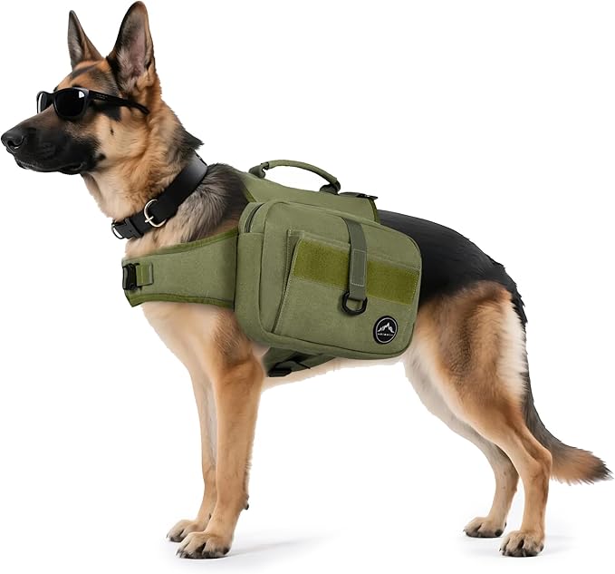 Himal Outdoors Dog Backpack & Saddle Bag, Tactical Hiking Backpack for Large Dogs with Side Pockets & Adjustable Strap