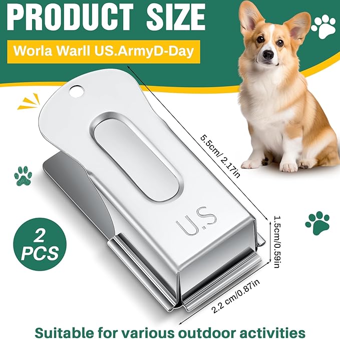2 Pieces Brass Pet Training Clicker Signaling Cricket Clicker Metal Dog Clicker for Puppy Cats Trainer Pet Owners (Silver)