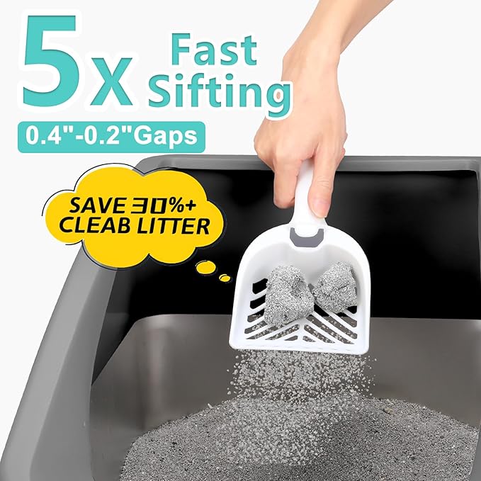 2 Pack Stainless Steel Litter Box | XL Enclosed Cat Litter Boxes with Lid for Big Cats and Multi-Cats | High Sided, Anti-Urine Leakage | Non-Stick Bottom（Multi-Colored）