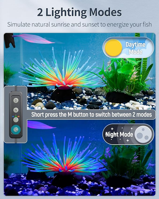 Pawfly 21W Aquarium LED Light for 30 to 36 Inch Extendable Fish Tank Light with Full Spectrum Brilliant White Blue Red Lights with Daytime & Night Modes Timer Auto On/Off Adjustable Brightness
