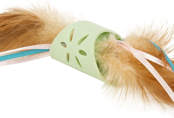 SmartyKat Flutter Roller Feather & Ribbon Chase Cat Toy - Green, One Size