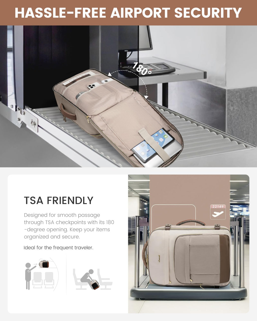 LOVEVOOK 40L Travel Backpack for Women & Men - 17.3 Inch Carry On Backpack & Personal Item Backpack for Airlines, Spacious and Durable Design, with 3 Packing Cubes