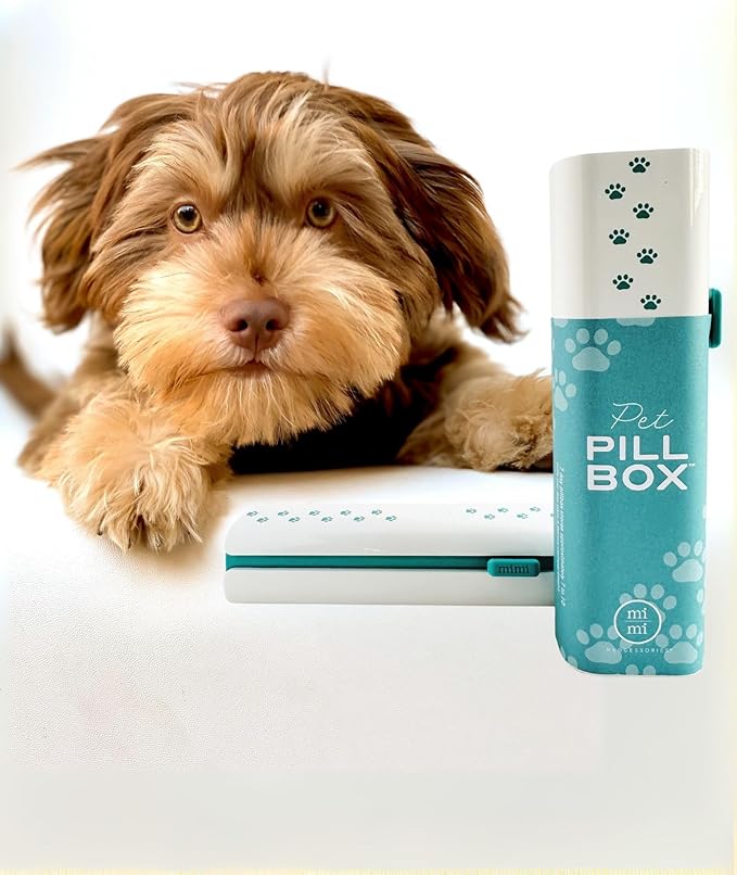 Pet Pill Box Organizer, 7-Day Medicine Container with Paw Print Design, White and Aqua. Pill Container for Vitamin Management, Daily Pill Holder for Dogs and Cats