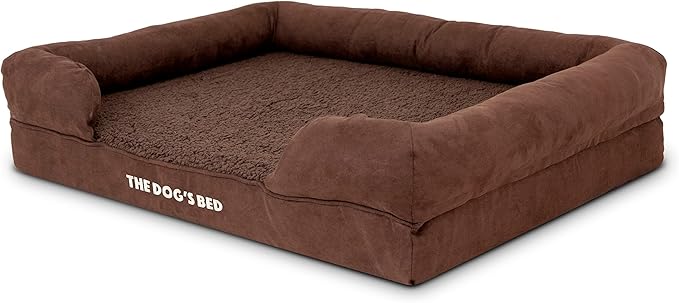 The Dog’s Bed, Large Brown Plush 36x27, Memory Foam, Pain Relief: Arthritis, Hip & Elbow Dysplasia, Post Surgery, Lameness, Supportive, Calming, Waterproof Washable Cover, Veterinary Approved