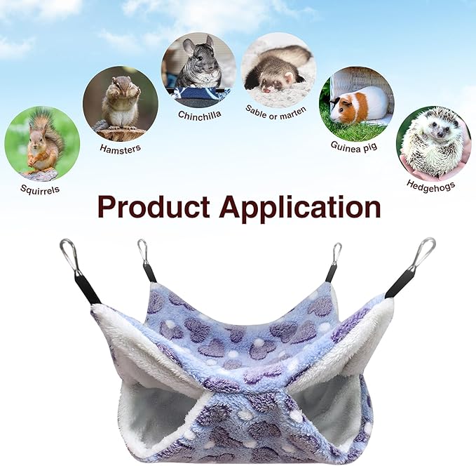 4Pcs Rat Guinea Pig Hanging Hammock Ferret Hanging Bed Pet Cage Hammock Accessories for Small Animals Chinchilla Parrot Sugar Glider Ferret