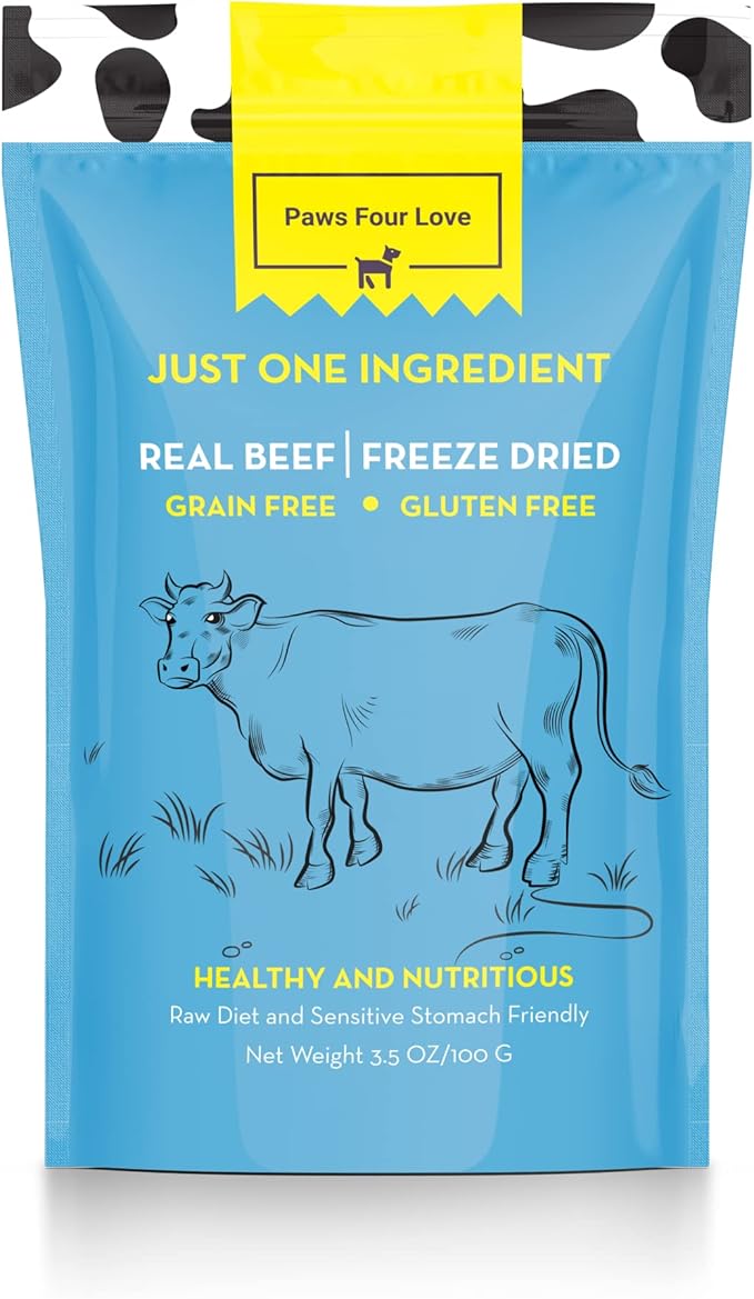 Organic Freeze Dried Dog & Cat Treats - Single Ingredient, Grain Free Food Toppers for Healthy Pets, No Fillers or Preservatives (3 Bag, Beef)