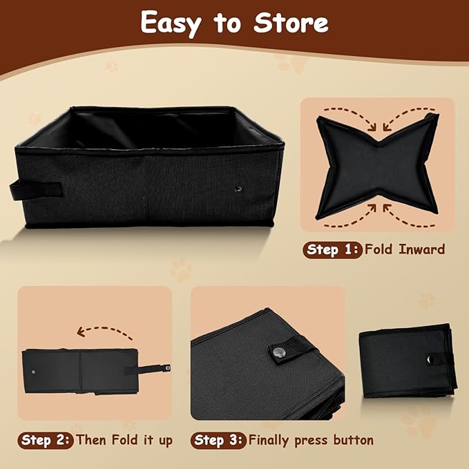 Portable Litter Box for Cats, Folding Cat Travel Litter Box Waterproof, 15.75 * 11.82 * 3.94 Inches, Traveling & Camping Cat Supplies