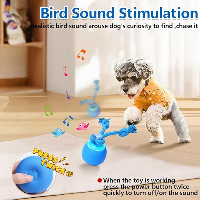 Interactive Dog Toys, Moving Dog Ball with Touch Activated, Active Rolling Ball for Puppy and Medium Dogs, Squeaky, USB Rechargeable