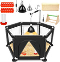 Chicks Brooder Box for Chicken Starter Kit- Includes Timing Heat Lamp Set, Detachable Chicken Brooder, Up to 15 Chicks, Sawdust, Chick Feeder and Waterer Set, Chick Perch 6-in-1 Chicken Coop Set.(B)