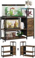 20 Gallon Aquarium Stand with Power Outlets Fish Tank Stand with 3 Drawers Metal Frame Heavy Duty Reptile Tank Stand with 3-Tier Storage Shelves,Left/Right Assembly, Adjustment Height