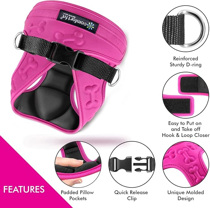 Comfort Fit Dog Harness No Pull No Escape Harness Adjustable Buckles Soft Padded Reflective Choke Step in Dog Vest with Easy Control Handle for Small Medium Large Dogs & Puppies