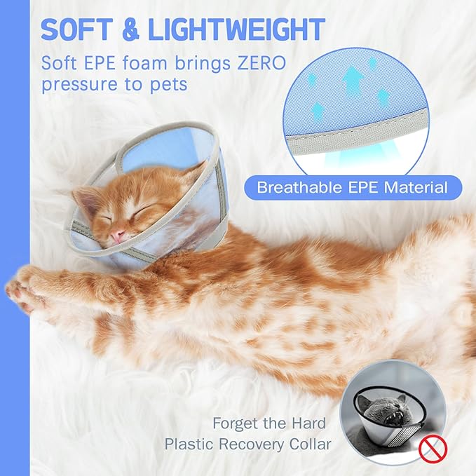 Cat Cone Collar Soft, Cat Recovery Collar for Large Medium Small Kittens, Kitty Cone Alternative After Surgery