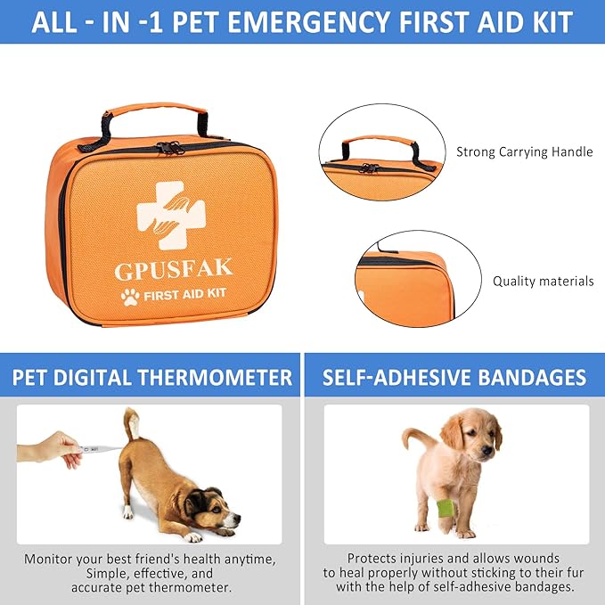 Dog First Aid Kit - Pet First Aid Kit for Dogs Pet Emergency Kit with Grooming Hammock Harness Nail Clipper First Aid Supplies for Home Camping