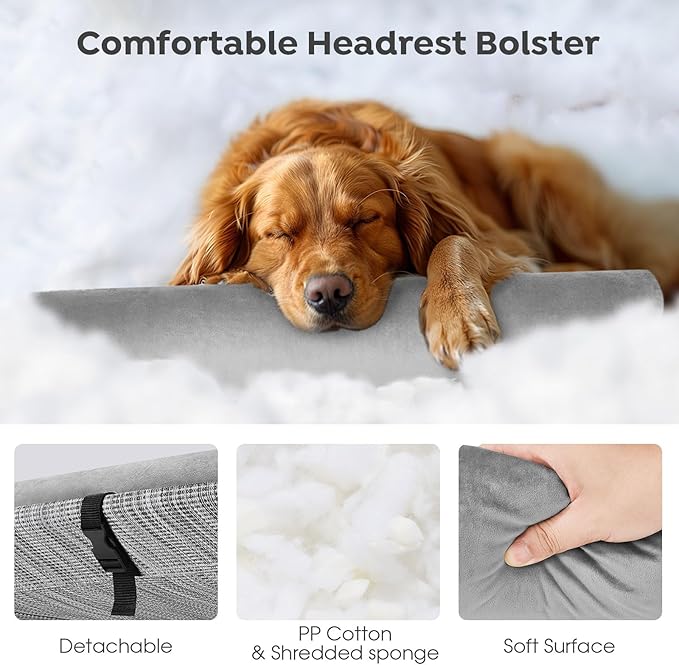 Veehoo Medium Elevated Dog Bed, Outdoor Raised Dog Cot Hammock Bed with One-Sided Removable Headrest Bolster, Cooling Breathable Washable Teslin Mesh, Off Ground, Anti-Slip, M, CWC2204BCP