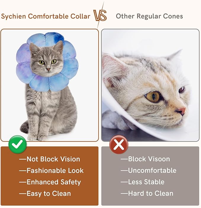 Cat Collar Soft, Adjustable Soft Protective Neck Cats Recovery Cone After Surgery