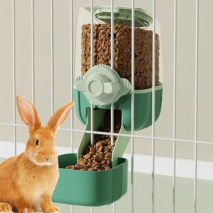 Pet Hanging Automatic Feeders Drinking Bowls，Gravity Rabbit Feeder and Water Set，Cage Cat Food Bowl Feeding Station for Puppy Kitten Chinchilla Hedgehog Guinea Pig Ferret (Yellow-Water)