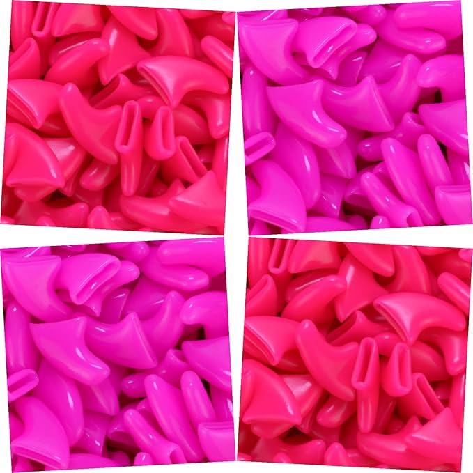 zetpo 80 pcs Cat Claw Covers | Cat Nail Caps | with Adhesives and Applicators (L, Bright Pink, Rose)